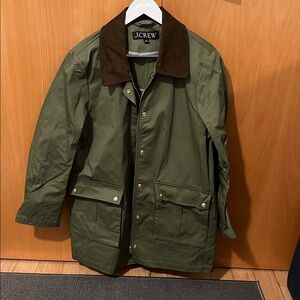 J. Crew Green Utility Jacket with Brown Collar